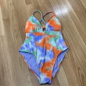 Tie-Dye Plunge One Piece Swimsuit